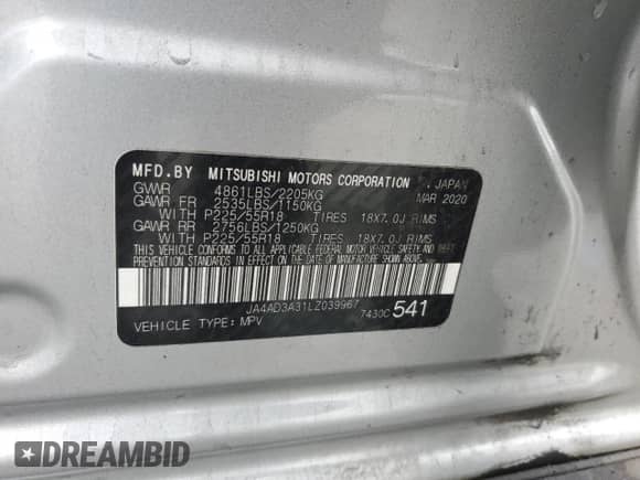 2020 Mitsubishi Outlander SE z VIN JA4AD3A31LZ039967, wystawiony jako Copart lot #82301135 z przebiegiem 109 992 mil mil oraz Szkoda całkowita • Salvage title. Historia ofert i sprzedaży dostępna na DreamBid. Obrazek 13.