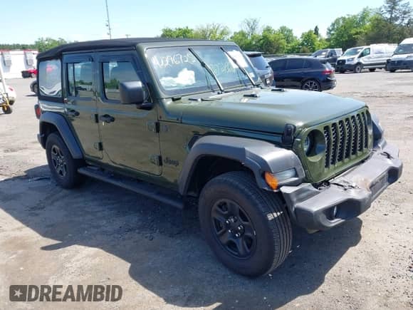 2024 Jeep Wrangler Sport S with VIN 1C4PJXDN1RW158996, listed as a IAAI auction lot 42296725 with 20,645 mi miles and . Bid and sale history available at DreamBid. Image 1.