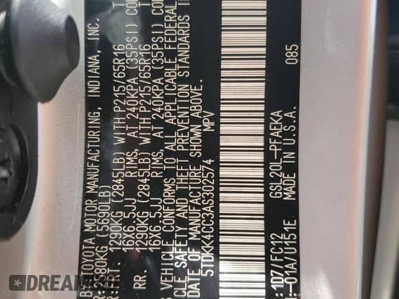 2010 Toyota Sienna CE z VIN 5TDKK4CC3AS302574, wystawiony jako Copart lot #65031275 z przebiegiem 133 319 mil mil oraz Szkoda całkowita • Salvage title. Historia ofert i sprzedaży dostępna na DreamBid. Obrazek 13.