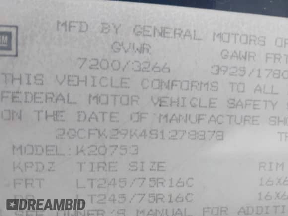 1995 Chevrolet Silverado 2500 с VIN 2GCFK29K4S1278878, выставлен на аукционе IAAI как лот 43446389 с пробегом 112 343 миль миль и . История ставок и продаж доступна на DreamBid. Изображение 9.