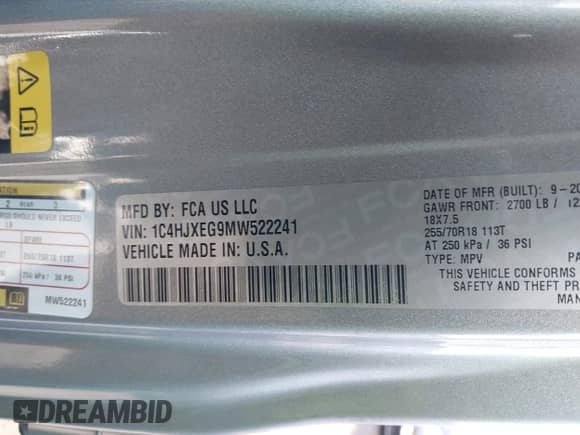 2021 Jeep Wrangler Unlimited Sahara Altitude z VIN 1C4HJXEG9MW522241, wystawiony jako IAAI lot #42647966 z przebiegiem 55 789 mil mil oraz . Historia ofert i sprzedaży dostępna na DreamBid. Obrazek 9.