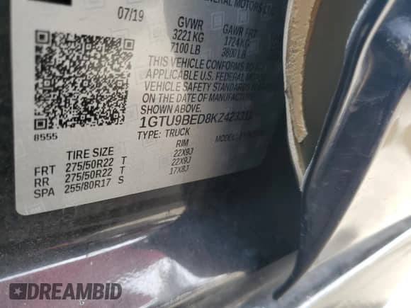 2019 GMC Sierra 1500 SLE с VIN 1GTU9BED8KZ423311, выставлен на аукционе Copart как лот 48730895 с пробегом 75 877 миль миль и Списание • Salvage title. История ставок и продаж доступна на DreamBid. Изображение 14.