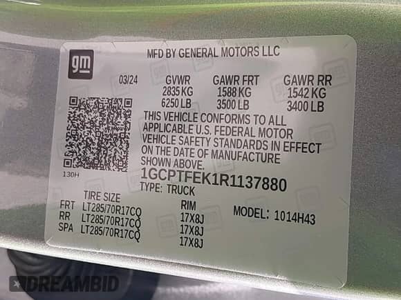 2024 Chevrolet Colorado 4WD ZR2 с VIN 1GCPTFEK1R1137880, выставлен на аукционе IAAI как лот 42839472 с пробегом 24 589 миль миль и . История ставок и продаж доступна на DreamBid. Изображение 9.