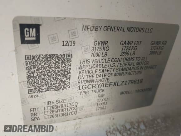 2020 Chevrolet Silverado 1500 Work Truck z VIN 1GCRYAEFXLZ179618, wystawiony jako IAAI lot #42499975 z przebiegiem 74 410 mil mil oraz . Historia ofert i sprzedaży dostępna na DreamBid. Obrazek 9.