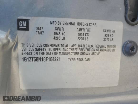 2008 Chevrolet Malibu Classic LT z VIN 1G1ZT58N18F104221, wystawiony jako Copart lot #53647485 z przebiegiem 144 403 mil mil oraz Szkoda całkowita • Salvage title. Historia ofert i sprzedaży dostępna na DreamBid. Obrazek 12.