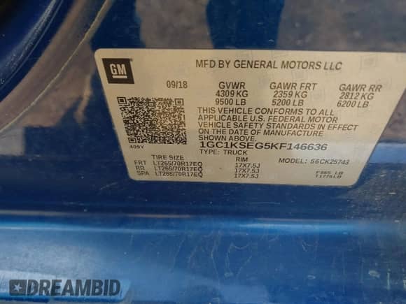 2019 Chevrolet Silverado 2500HD LT z VIN 1GC1KSEG5KF146636, wystawiony jako IAAI lot #43190832 z przebiegiem 159 767 mil mil oraz . Historia ofert i sprzedaży dostępna na DreamBid. Obrazek 9.