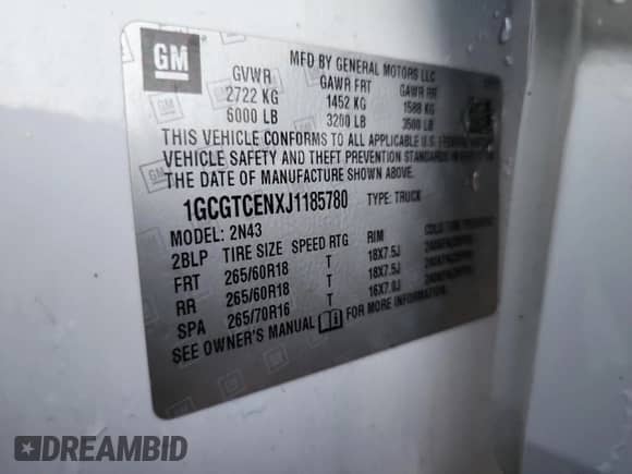 2018 Chevrolet Colorado 4WD LT z VIN 1GCGTCENXJ1185780, wystawiony jako Copart lot #80852595 z przebiegiem 100 409 mil mil oraz Szkoda całkowita • Salvage title. Historia ofert i sprzedaży dostępna na DreamBid. Obrazek 12.