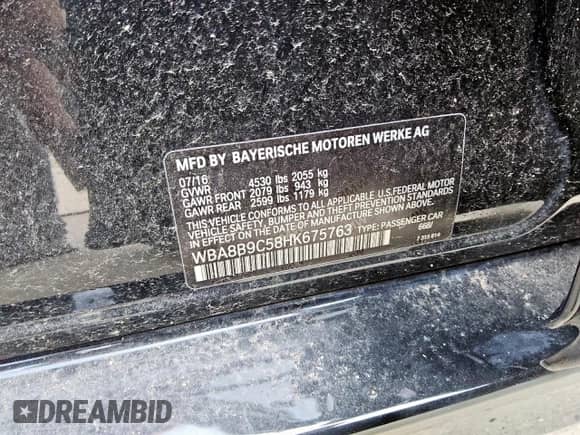 2017 BMW 3 Series 330i with VIN WBA8B9C58HK675763, listed as a Copart auction lot 81179885 with 74,570 mi miles and Clean title. Bid and sale history available at DreamBid. Image 12.