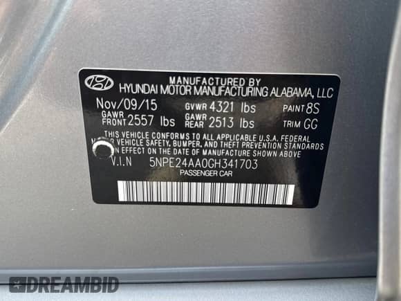 2016 Hyundai Sonata Eco с VIN 5NPE24AA0GH341703, выставлен на аукционе Copart как лот 70952055 с пробегом 93 108 миль миль и Чистый • Clean title. История ставок и продаж доступна на DreamBid. Изображение 10.