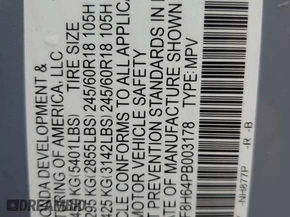 2023 Honda Passport TrailSport с VIN 5FNYF8H64PB003178, выставлен на аукционе Copart как лот 86158365 с пробегом 21 415 миль миль и Списание • Salvage title. История ставок и продаж доступна на DreamBid. Изображение 14.