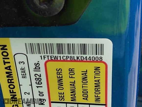 2020 Ford F-150 XL with VIN 1FTEW1CP8LKD44008, listed as a IAAI auction lot 42491993 with 98,022 mi miles and . Bid and sale history available at DreamBid. Image 9.