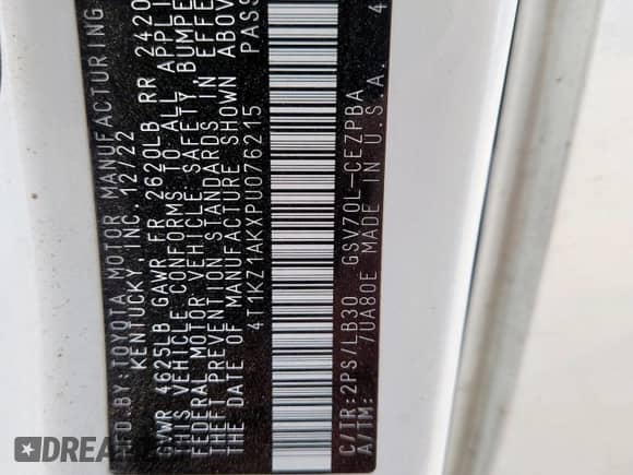 2023 Toyota Camry TRD with VIN 4T1KZ1AKXPU076215, listed as a Copart auction lot 81014635 with 46,947 mi miles and Salvage title. Bid and sale history available at DreamBid. Image 12.