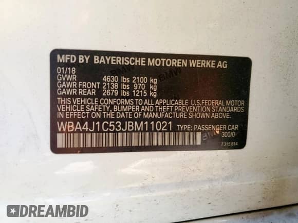 2018 BMW 4 Series 430i с VIN WBA4J1C53JBM11021, выставлен на аукционе Copart как лот 71972215 с пробегом 57 099 миль миль и Списание • Salvage title. История ставок и продаж доступна на DreamBid. Изображение 12.