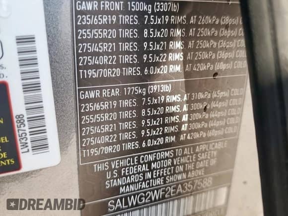 2014 Land Rover Range Rover Sport SE с VIN SALWG2WF2EA357588, выставлен на аукционе Copart как лот 71815875 с пробегом 141 392 миль миль и Списание • Salvage title. История ставок и продаж доступна на DreamBid. Изображение 14.