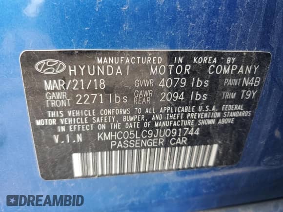 2018 Hyundai Ioniq Limited с VIN KMHC05LC9JU091744, выставлен на аукционе Copart как лот 70494045 с пробегом 125 802 миль миль и Списание • Salvage title. История ставок и продаж доступна на DreamBid. Изображение 13.