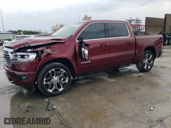 2023 Ram 1500 Longhorn with VIN 1C6SRFKT5PN622168, listed as a Copart auction lot 55815365 with 33,788 mi miles and Salvage title. Bid and sale history available at DreamBid. Image 1.