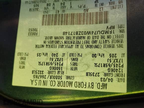 2003 Ford Explorer Eddie Bauer с VIN 1FMDU74W03ZB17148, выставлен на аукционе IAAI как лот 41640087 с пробегом 156 580 миль миль и . История ставок и продаж доступна на DreamBid. Изображение 9.