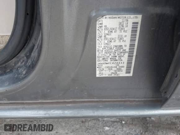 2007 Nissan Frontier LE с VIN 1N6AD09W47C424433, выставлен на аукционе IAAI как лот 43407178 с пробегом 185 126 миль миль и . История ставок и продаж доступна на DreamBid. Изображение 9.