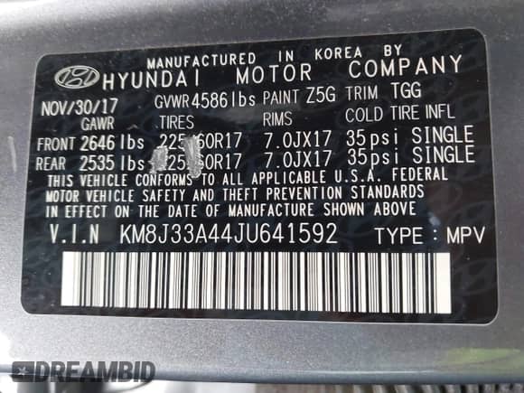 2018 Hyundai Tucson SEL с VIN KM8J33A44JU641592, выставлен на аукционе IAAI как лот 43238709 с пробегом 145 807 миль миль и . История ставок и продаж доступна на DreamBid. Изображение 9.