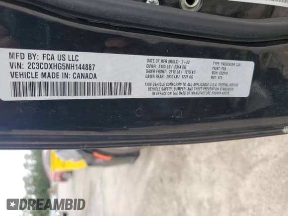 2022 Dodge Charger GT с VIN 2C3CDXHG5NH144887, выставлен на аукционе Copart как лот 84765045 с пробегом 61 492 миль миль и Чистый • Clean title. История ставок и продаж доступна на DreamBid. Изображение 12.