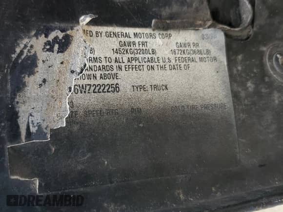 1998 Chevrolet Silverado 1500 with VIN 1GCEC14W6WZ222256, listed as a Copart auction lot 60809475 with 2,436,062 mi miles and Salvage title. Bid and sale history available at DreamBid. Image 12.