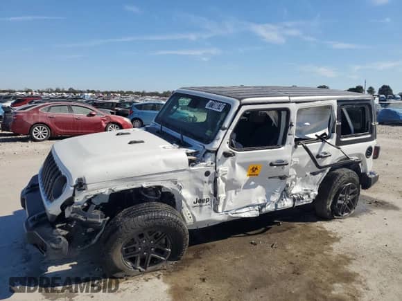 2024 Jeep Wrangler Sport S with VIN 1C4PJXDN7RW243762, listed as a Copart auction lot 77188874 with 18,935 mi miles and Salvage title. Bid and sale history available at DreamBid. Image 1.