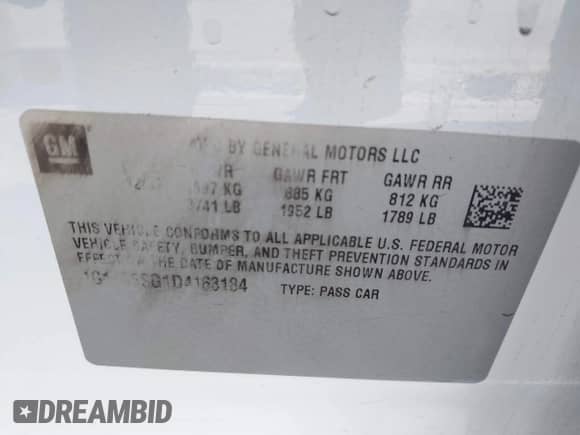 2013 Chevrolet Sonic LT z VIN 1G1JC5SG1D4163184, wystawiony jako IAAI lot #43299118 z przebiegiem 131 205 mil mil oraz . Historia ofert i sprzedaży dostępna na DreamBid. Obrazek 9.