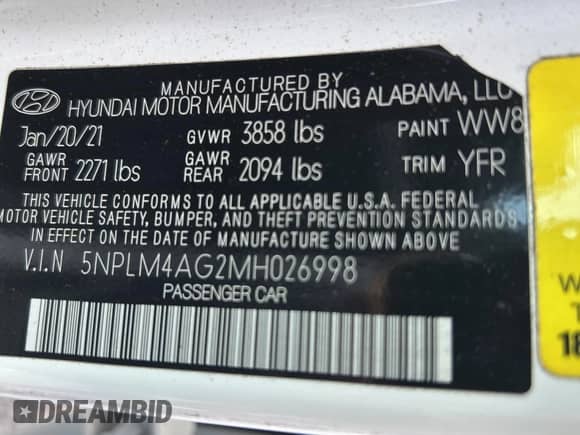 2021 Hyundai Elantra SEL с VIN 5NPLM4AG2MH026998, выставлен на аукционе Copart как лот 67821135 с пробегом 55 882 миль миль и Чистый • Clean title. История ставок и продаж доступна на DreamBid. Изображение 10.