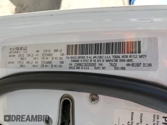 2016 Ram 1500 Big Horn с VIN 1C6RR6GT3GS355265, выставлен на аукционе Copart как лот 69321765 с пробегом 90 999 миль миль и Списание • Salvage title. История ставок и продаж доступна на DreamBid. Изображение 13.