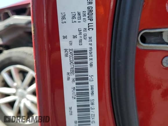 2013 Dodge Journey SXT с VIN 3C4PDCCGXDT703921, выставлен на аукционе Copart как лот 55238145 с пробегом 134 283 миль миль и Списание • Salvage title. История ставок и продаж доступна на DreamBid. Изображение 14.