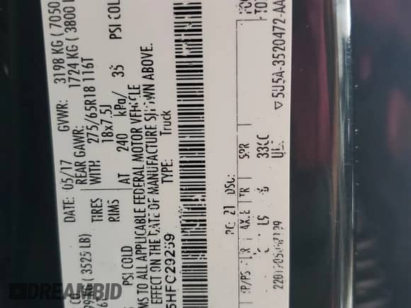 2017 Ford F-150 XL with VIN 1FTFW1EF5HFC29259, listed as a Copart auction lot 66936565 with 112,379 mi miles and Salvage title. Bid and sale history available at DreamBid. Image 12.