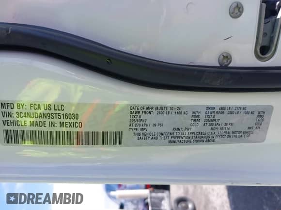 2025 Jeep Compass Sport z VIN 3C4NJDAN9ST516030, wystawiony jako IAAI lot #41471666 z przebiegiem 2 094 mil mil oraz . Historia ofert i sprzedaży dostępna na DreamBid. Obrazek 9.