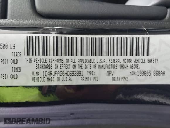 2017 Jeep Grand Cherokee Altitude with VIN 1C4RJFAG0HC683881, listed as a IAAI auction lot 42352490 with 67,416 mi miles and . Bid and sale history available at DreamBid. Image 9.