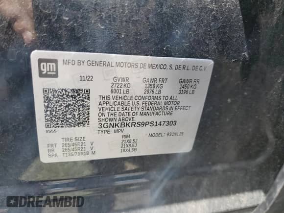 2023 Chevrolet Blazer RS z VIN 3GNKBKRS9PS147303, wystawiony jako Copart lot #63704505 z przebiegiem 55 798 mil mil oraz Szkoda całkowita • Salvage title. Historia ofert i sprzedaży dostępna na DreamBid. Obrazek 13.