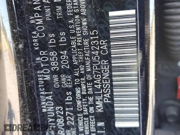 2023 Hyundai Elantra SE z VIN KMHLL4AG7PU542315, wystawiony jako Copart lot #70888435 z przebiegiem 50 175 mil mil oraz Czysty tytuł • Clean title. Historia ofert i sprzedaży dostępna na DreamBid. Obrazek 12.