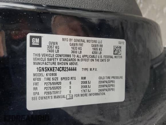 2012 Chevrolet Suburban LTZ z VIN 1GNSKKE74CR234444, wystawiony jako Copart lot #85596655 z przebiegiem 223 614 mil mil oraz Szkoda całkowita • Salvage title. Historia ofert i sprzedaży dostępna na DreamBid. Obrazek 14.