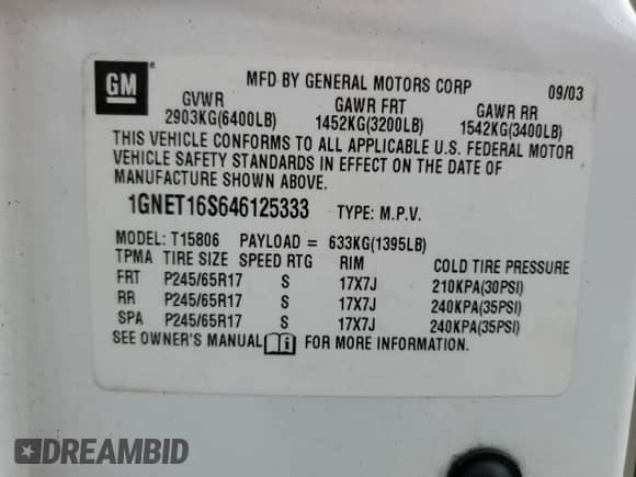 2004 Chevrolet TrailBlazer EXT LS с VIN 1GNET16S646125333, выставлен на аукционе Copart как лот 60842015 с пробегом 169 276 миль миль и Чистый • Clean title. История ставок и продаж доступна на DreamBid. Изображение 13.