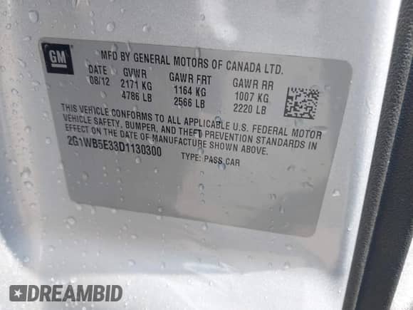 2013 Chevrolet Impala LT с VIN 2G1WB5E33D1130300, выставлен на аукционе IAAI как лот 43252613 с пробегом 206 681 миль миль и . История ставок и продаж доступна на DreamBid. Изображение 9.