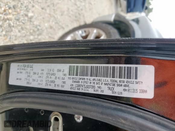 2018 Ram 1500 Laramie z VIN 1C6RR7NT5JS237203, wystawiony jako Copart lot #65803615 z przebiegiem 148 374 mil mil oraz Szkoda całkowita • Salvage title. Historia ofert i sprzedaży dostępna na DreamBid. Obrazek 12.