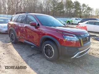 2023 Nissan Pathfinder Rock Creek with VIN 5N1DR3BD2PC201346, listed as a IAAI auction lot 41497308 with 49,827 mi miles and . Bid and sale history available at DreamBid. Image 1.