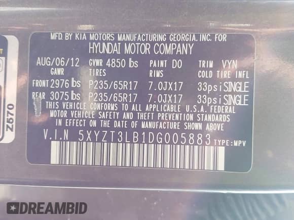 2013 Hyundai Santa Fe Sport с VIN 5XYZT3LB1DG005883, выставлен на аукционе IAAI как лот 43225576 с пробегом 129 386 миль миль и . История ставок и продаж доступна на DreamBid. Изображение 9.