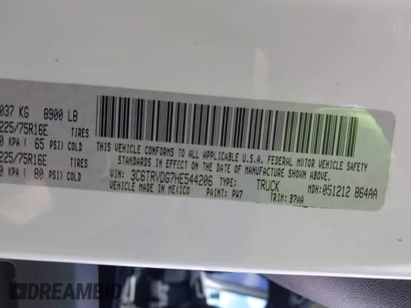 2017 Ram ProMaster Cargo с VIN 3C6TRVDG7HE544206, выставлен на аукционе IAAI как лот 42896095 с пробегом 45 689 миль миль и . История ставок и продаж доступна на DreamBid. Изображение 9.