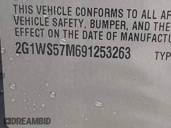 2009 Chevrolet Impala Police Police with VIN 2G1WS57M691253263, listed as a IAAI auction lot 41103398 with 144,247 mi miles and . Bid and sale history available at DreamBid. Image 9.