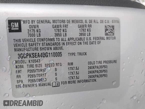 2011 Chevrolet Silverado 1500 LT z VIN 3GCPKSEA4BG110005, wystawiony jako IAAI lot #43310190 z przebiegiem 212 111 mil mil oraz . Historia ofert i sprzedaży dostępna na DreamBid. Obrazek 9.