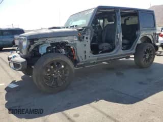 2023 Jeep Wrangler Sahara with VIN 1C4JJXP62PW580914, listed as a Copart auction lot 85308355 with 14,223 mi miles and Salvage title. Bid and sale history available at DreamBid. Image 1.