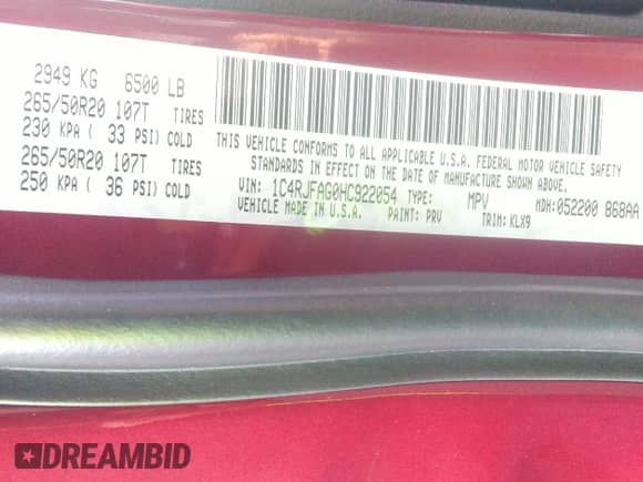 2017 Jeep Grand Cherokee Laredo z VIN 1C4RJFAG0HC922054, wystawiony jako IAAI lot #43048691 z przebiegiem 82 851 mil mil oraz . Historia ofert i sprzedaży dostępna na DreamBid. Obrazek 9.