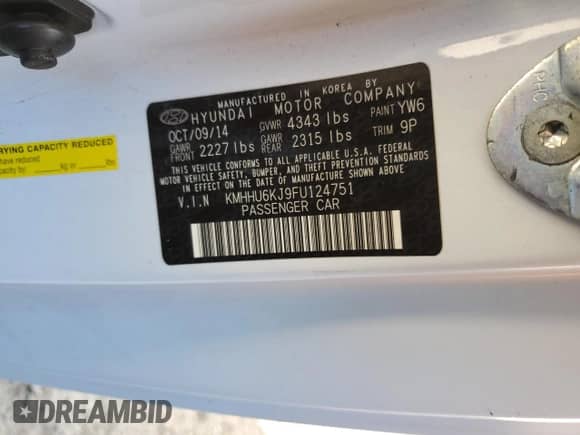 2015 Hyundai Genesis Coupe R-Spec with VIN KMHHU6KJ9FU124751, listed as a Copart auction lot 88262065 with 63,257 mi miles and Salvage title. Bid and sale history available at DreamBid. Image 12.