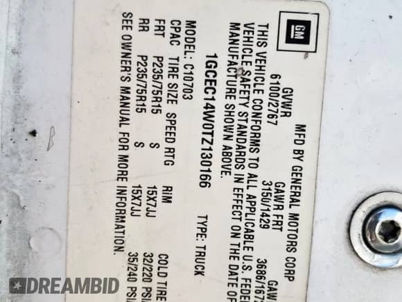 1996 Chevrolet Silverado 1500 with VIN 1GCEC14W0TZ130166, listed as a Copart auction lot 80918325 with 236,029 mi miles and Salvage title. Bid and sale history available at DreamBid. Image 13.