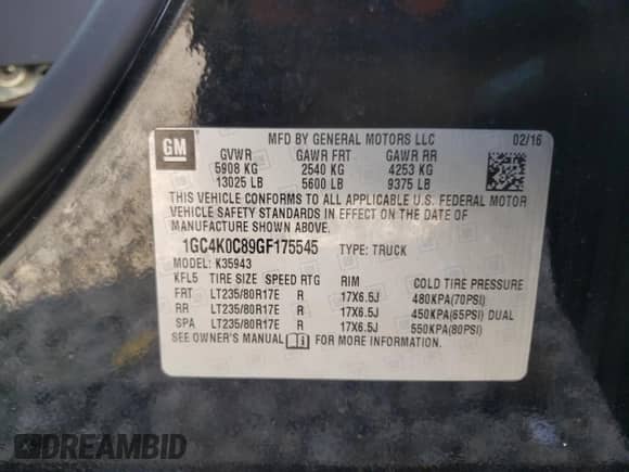 2016 Chevrolet Silverado 3500HD LTZ с VIN 1GC4K0C89GF175545, выставлен на аукционе Copart как лот 42483435 с пробегом 151 074 миль миль и Списание • Salvage title. История ставок и продаж доступна на DreamBid. Изображение 15.