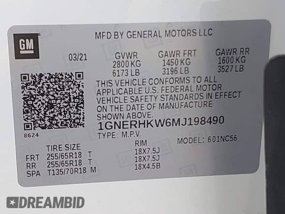 2021 Chevrolet Traverse LT с VIN 1GNERHKW6MJ198490, выставлен на аукционе IAAI как лот 43151310 с пробегом 111 417 миль миль и . История ставок и продаж доступна на DreamBid. Изображение 9.